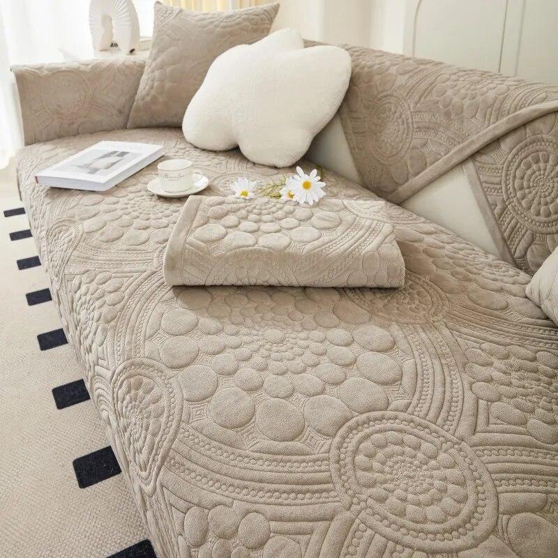 Fall/winter New Sofa Cushion Plush Embroidery Warm Cushion Modern Simple Non-slip Sofa Cushion Cover Cloth Pillow Backrest