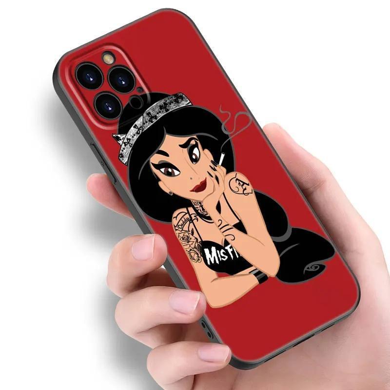 Apple Iphone16Pro Phone Case Tattoo Anime Princess Black Silicone Phone Case