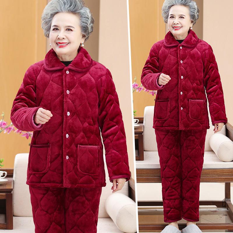 Winter women's cotton-padded pajamas thermal underwear set homewear coral fleece thickened
