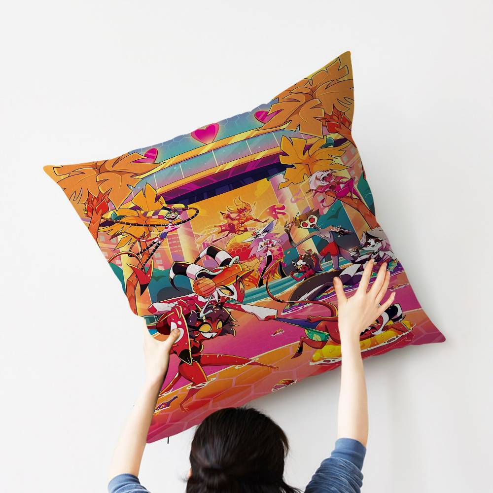 Capa de Almofada Cartoon H-Helluva Boss Personalizada Decoração Quarto Festa Infantil Fronha Presente Aniversário Crianças