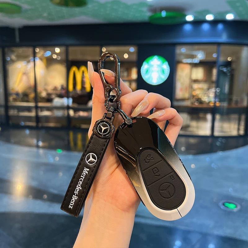 Suede Car Key Case Cover Protector Shell For Mercedes Benz C CLE E GLC S Class W206 X254 W214 W223 Remote Fob Shell Case HO1