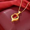 Women's Gilded Brass Love Heart Teardrop Pendant Necklace
