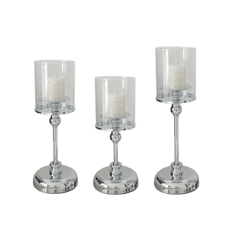 Elegant Glass Lampshade Metal Candlestick for Weddings