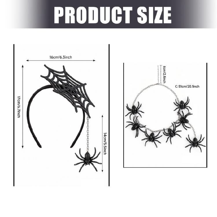 Halloween Spiders Hair Ornament Necklace Set Safe Costume Props Spiders Themed Party Costume Set For Various Ages