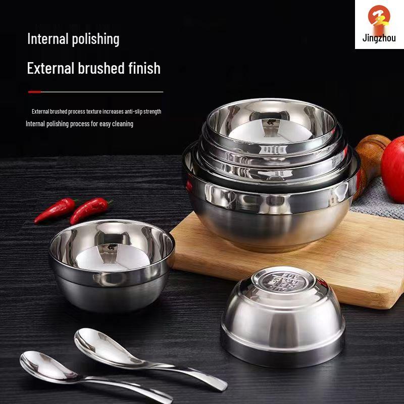 Thickened 304 Stainless Steel Double-Layer Insulated Rice Bowls