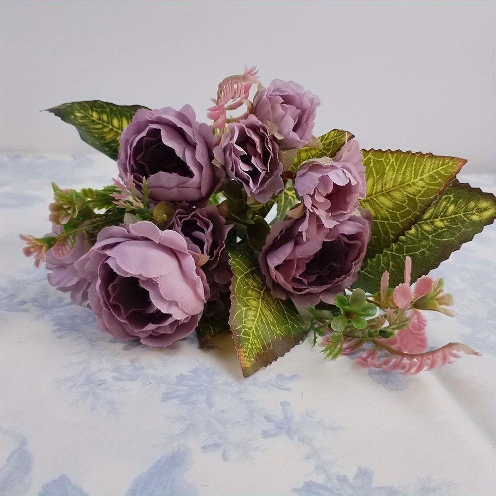 

1 шт. 5 веток 9 головок Пион Жунхуа Искусственные цветы для уличного двора сада дома украшение обеденного стола гостиной фиолетовый