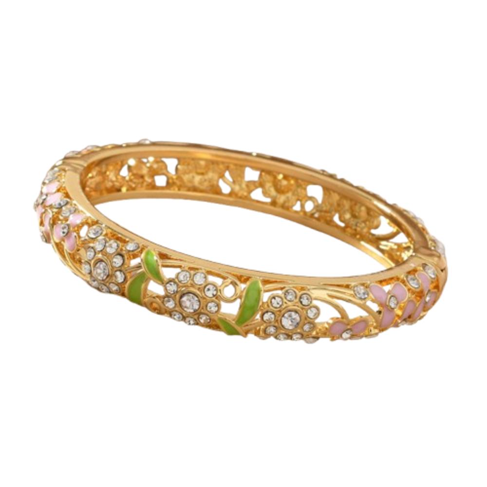 Traditional Hollow Out Flower Bangle Enamel Women's Hand Bracelet  Jewelry Gifts