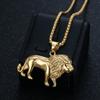 2026 European and American Jewelry 18K Gold-plated Smooth African Lion Head Pendant Necklace