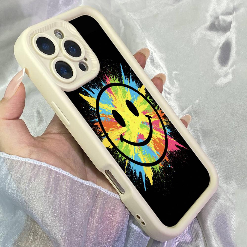 JT189 Colorful Smiley Face for iPhone 17 16 15 14 Pro Max Samsung S26 S25 Ultra A17 A16 A07 A56 A15 A06 Xiaomi 15T Redmi 15c 14C Note 13 Soft TPU Case