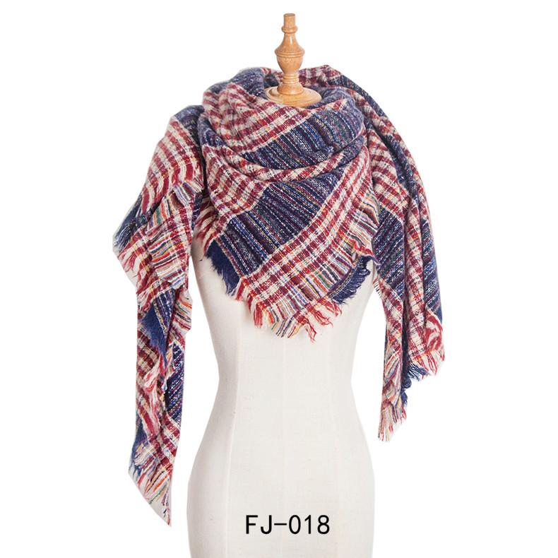 European & American Autumn/Winter Thick Double-Sided Plaid Scarf & Shawl for Women