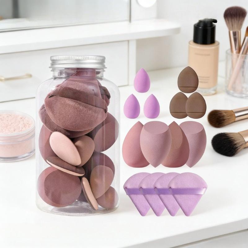 12 14 Pcs Makeup Sponge Blender Beauty Egg for Foundation Powder Application with Storage Bottle Powder Puff Makeup Sponge Set