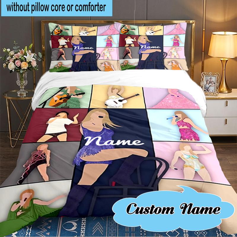Custom Name Top singer Taylor Bedding Set 3pcs, Bedding Set Including 1pc Duvet Cover And 2pcs Pillowcases for Bedroom, Dormitory Gift