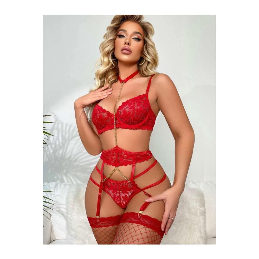 2 Stück Damen Rot Tüll Transparent Stilvolle Nachthemd Tanga Mit Geschenk