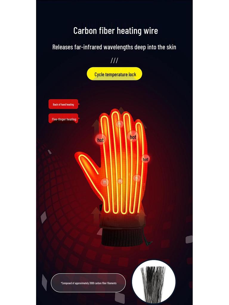 USB Heated Gloves: Winter Warmth with Thick Velvet, Cold-Resistant Motorcycle Riding Power Bank Heating