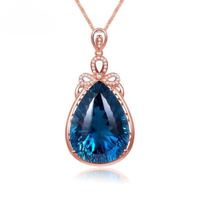 New Big Water Drop Shape Simulation Blue Color Pendant Fine Jewelry For Wedding Engagement