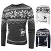 Neck O Mens Sweater Sweatshirt Deer Printed Winter Christmas Knitwear Pullover
