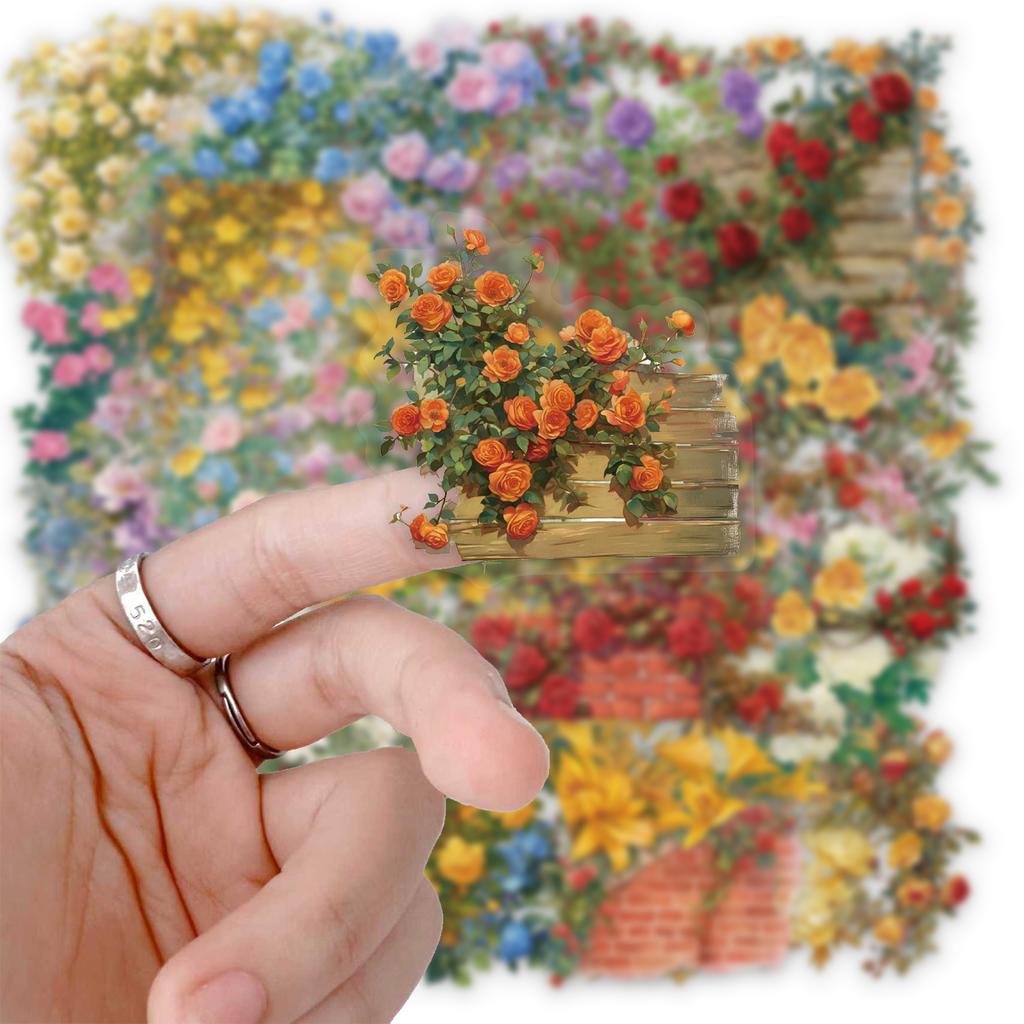 50PCS Retro Flower Stickers DIY Phone Case Laptop Water Cup Toy Desktop Stickers