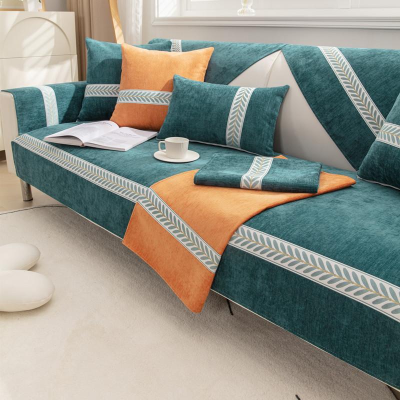 All Seasons Universal Solid Color Chenille Webbing Sofa Cushion Modern Simple Plain Non-slip Sofa Cushion Towel