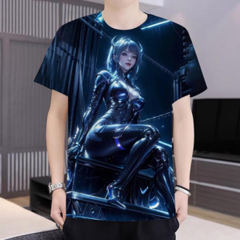 Sexy dívky Pánská trička Legrační tričko s 3D potiskem Léto Vintage Krátký rukáv Móda Tričko Ležérní Oblečení