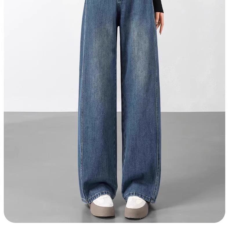 2025 Women's High-Waisted Straight-Leg Jeans: Slimming Loose Fit for Spring & Autumn