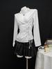 In Stock - European & American Casual Waist-Cinching Solid Color Women's Shirt