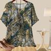 Dámská neformální volná jarní košile Dámská Krátký rukáv Graffiti Náčrtky Rostliny Tištěné topy