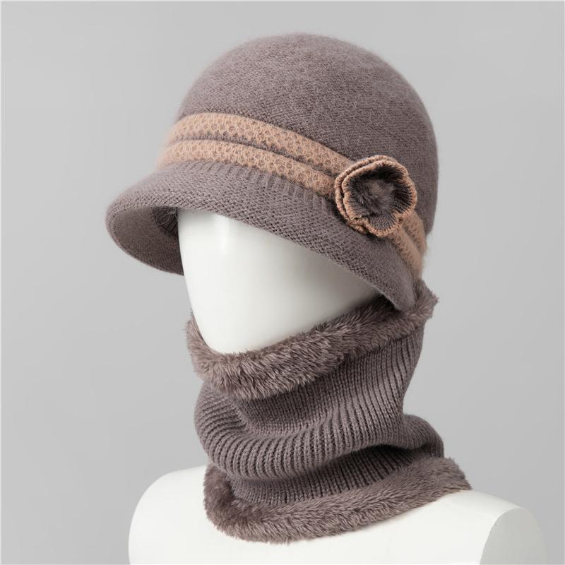 Autumn and winter hats, women's wool hats, winter velvet warm and cold-proof knitted hats