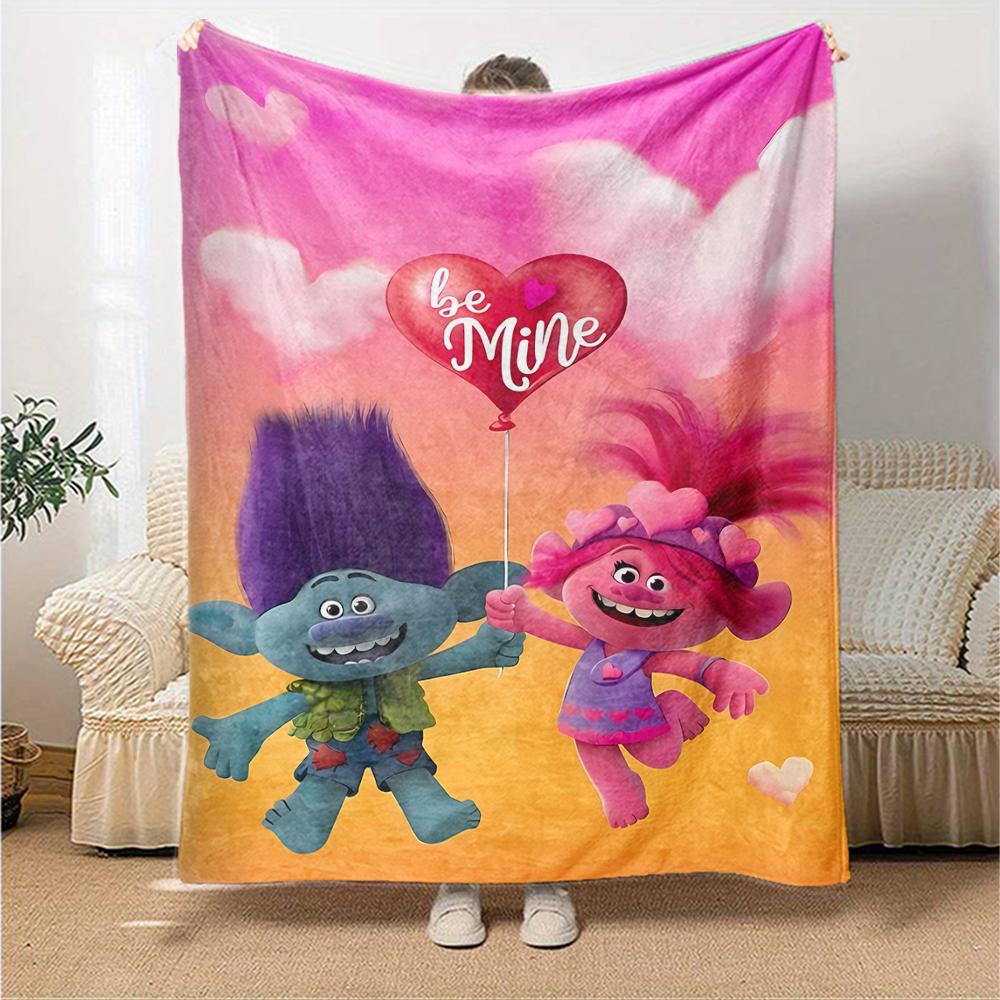 Trolls Theme Printed Blanket - Perfect for Couch, Bed, Travel & Outdoor Use | Machine Washable, Cozy & Durable.
