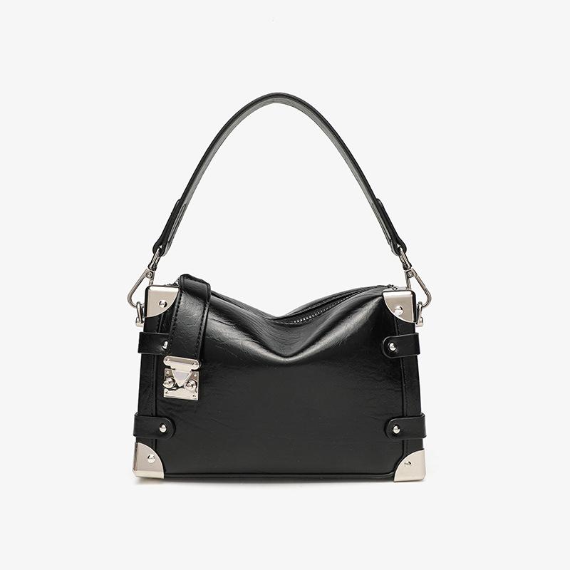 

2025 Spring vintage square soft box bag genuine leather pillow bag single shoulder crossbody women s bag чёрный