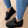 Women's Cotton Shoes, Winter Bow Warm Shoes, Flat-soled Large-size Fluffy Shoes, Large-size Women's Shoes