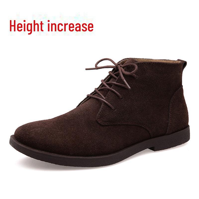 Men's Frosted Leather Mid-Top Winter Desert Boots In British Style