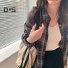 Women Summer Shirt Lapel Long Sleeve Plaid Print Shirt Tops Loose Fit Single-Breasted Thin Cardigan Shirt