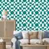 Wallpaper Casual checkerboard turquoise, white, celadon and mint 50x1000