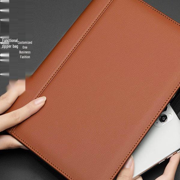A5 Retro Leather Zipper Binder: Multifunctional Loose-leaf Notebook with Detachable A6 Section