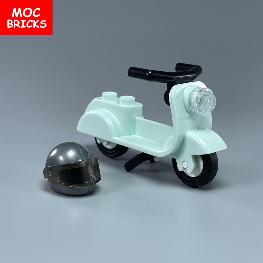 Briques de Construction Moc Non Toxiques Ville Sports Équitation Vélo Trottinette Moto Casque Assemblage Blocs de Construction Compatible Avec 15396C01 Jouets Cadeaux Enfants
