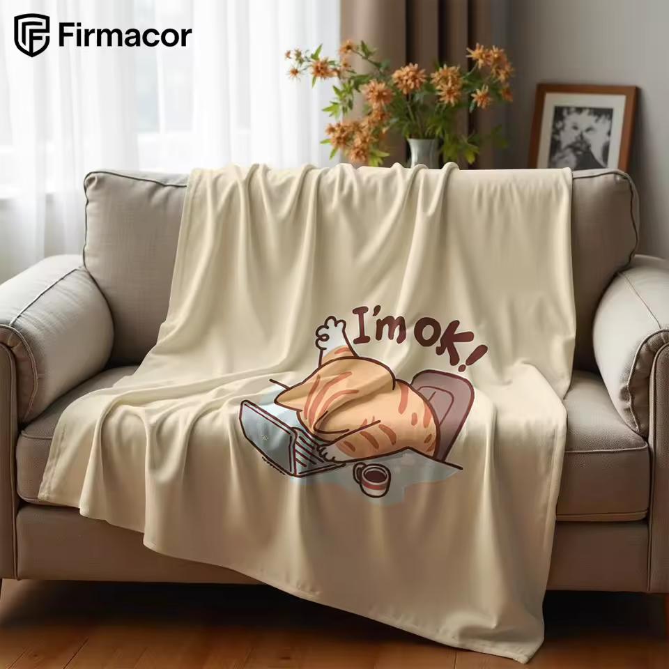 Lazy Cat Office Ultra Soft Sherpa Fleece Blanket Fluffy Warm Halloween Cozy Throw for Sofa Couch Bedroom Gift All Season