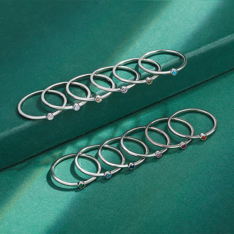 12 Constellations S925 Sterling Silver Zircon Ring for Women - Diamond-Set Japanese Light Luxury