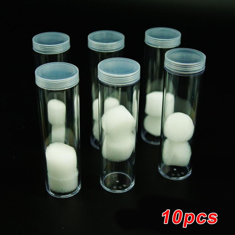 Coin Tube Storage Box Transparent Collection Shockproof Protection 10Pcs