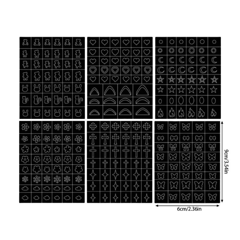 6Pieces Airbrush Nail Stencils Nail Decoration Stickers Set French Designs Hollow Nail Tips Stickers Decals for Womens