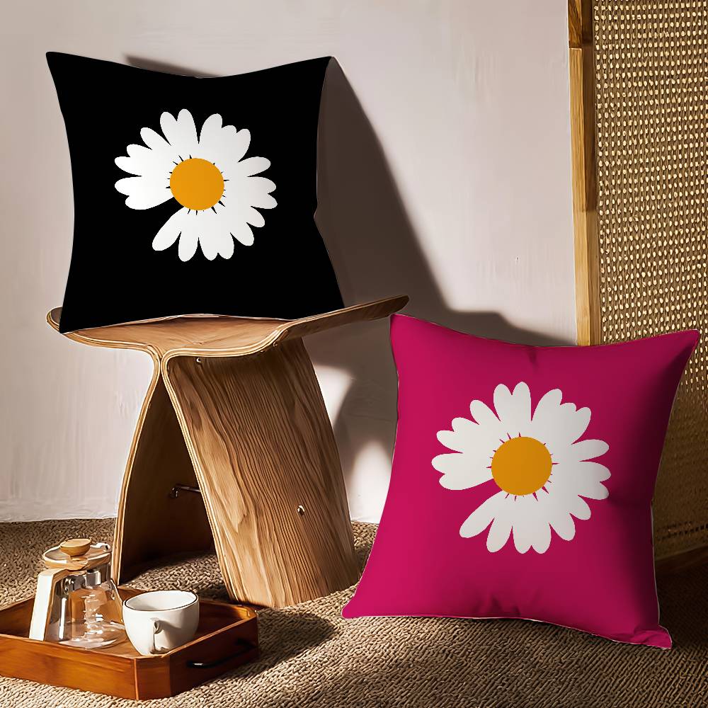 Anime Daisy Pillow Case Sofa and Living Room Decorative Cushion Covers Dust-proof and Mite-proof Invisible Zipper