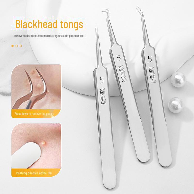Stainless Steel Acne Needle & Blackhead Tweezers Set