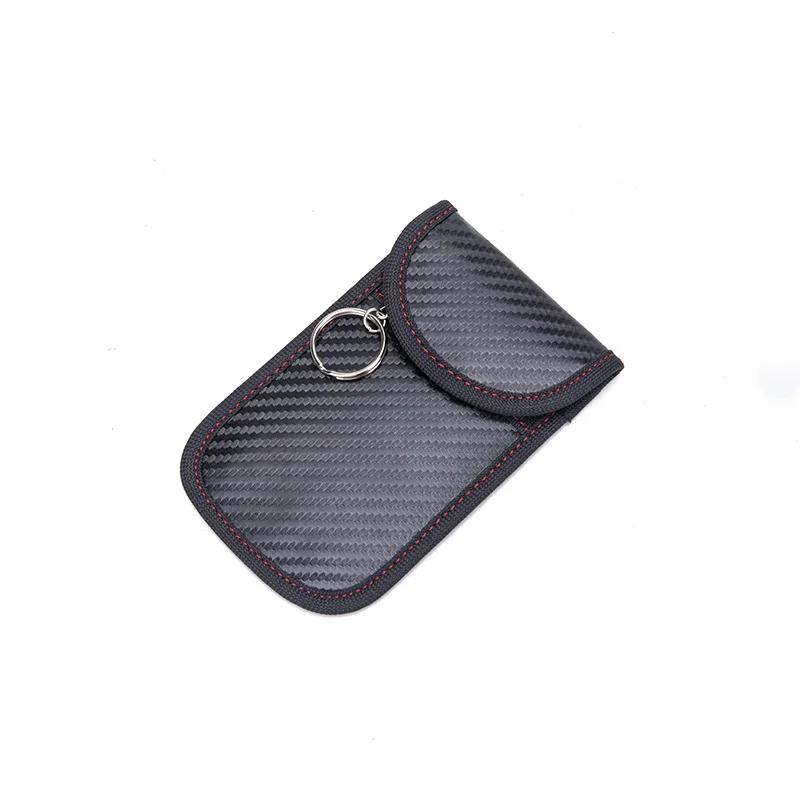 2024 Newest Hot 1pc Anti-theft Car Key Fob RFID Signal Blocker Faraday Signal Blocking Pouch Carbon Fiber Bag Key Wallets