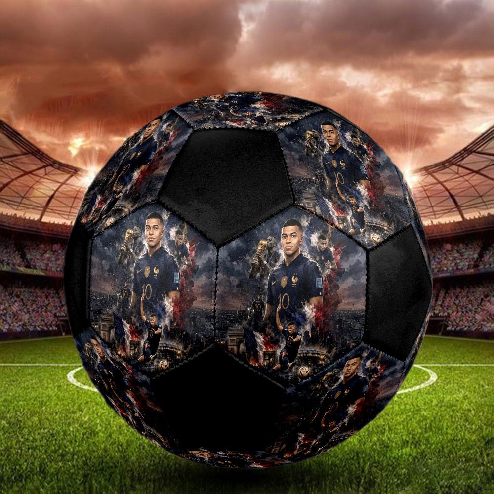 1PC Ultimate Mbappé Skills ballon de football taille 5 Praha Ballon de football en salle Coloré Tous les âges Cousu à la machine PVC Prêt pour la compétition Durable Haut rebond