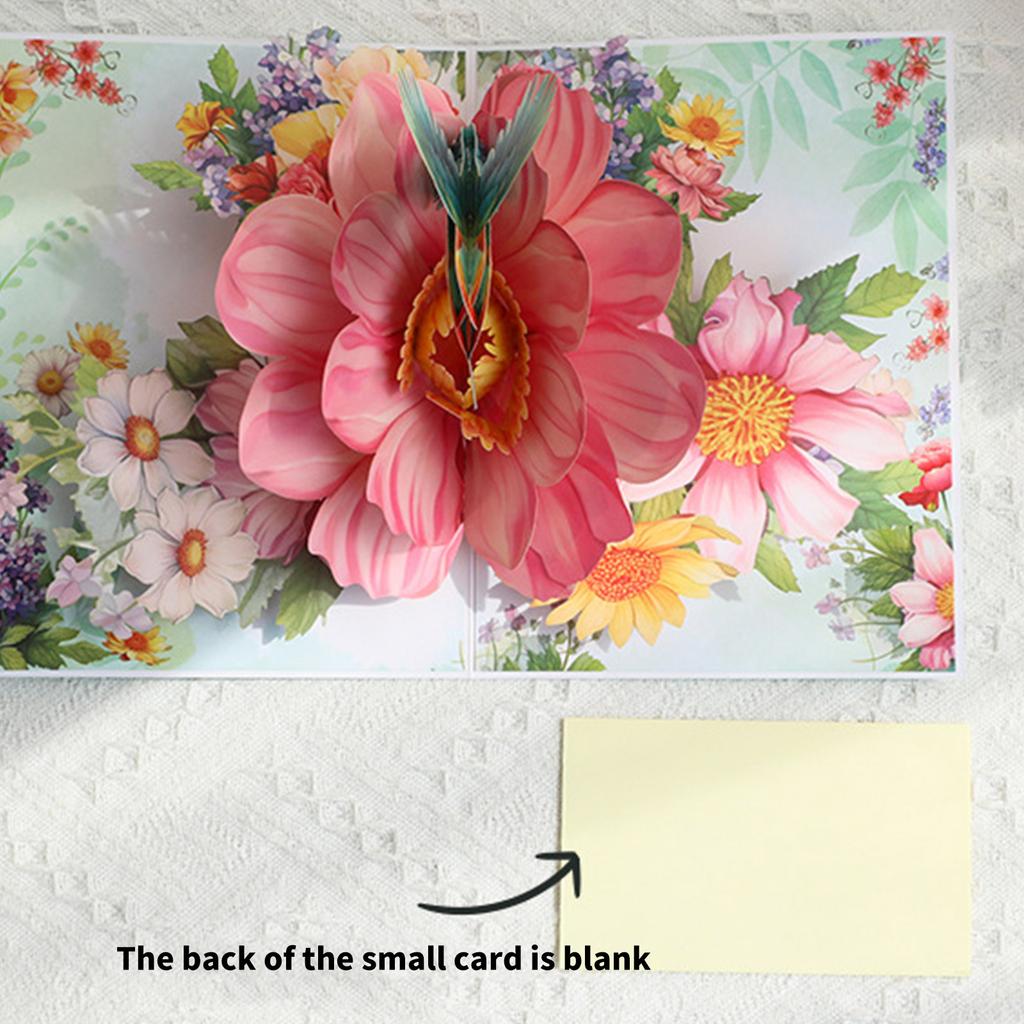 Elegant 3D Hummingbird and Florals Greeting Card Invitation Card for Birthdays Weddings and Holidays Handmade Postcard