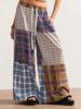 In Stock: Women's Spring/Summer Color Block Plaid High Waist Wide Leg Pants
