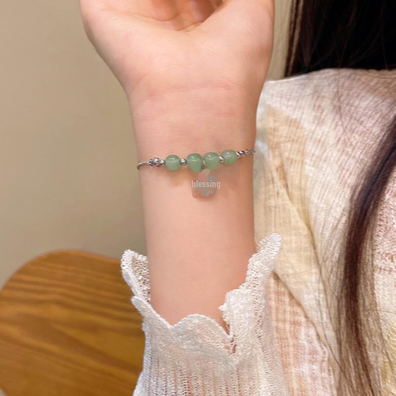 Women's Luxury Chinese Medieval-Style Fu Bracelet with Imitation Chalcedony Beads - Influencer Favorite