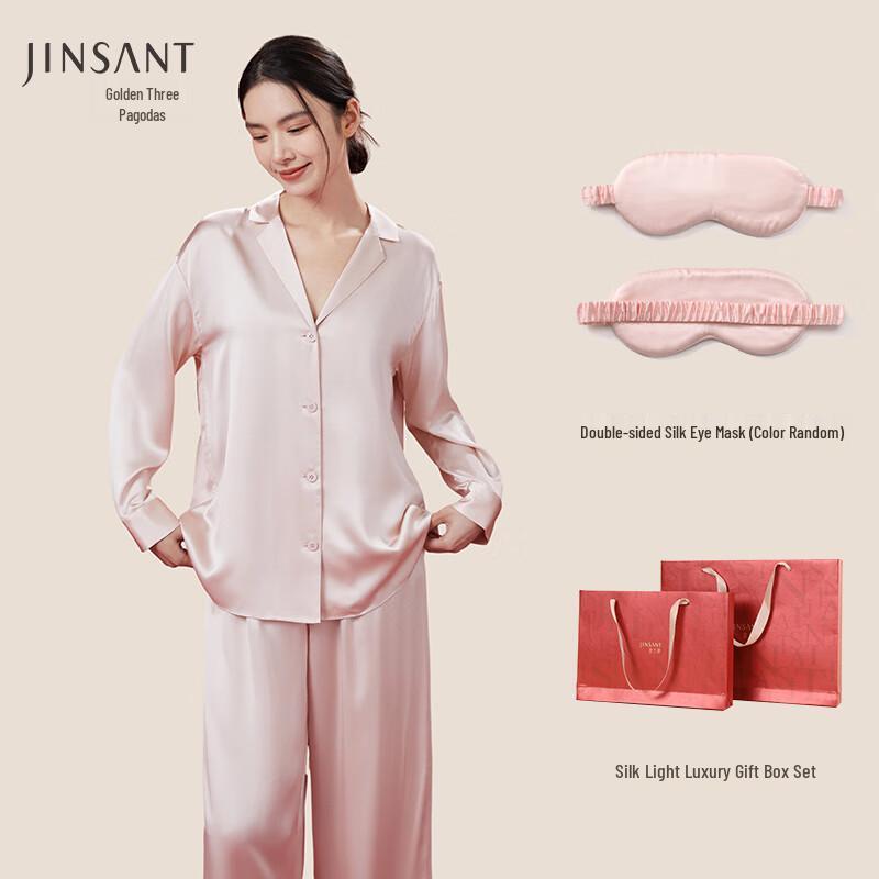 Jinsanta Women s 19 Momme Heavy Mulberry Silk Pajama Set L