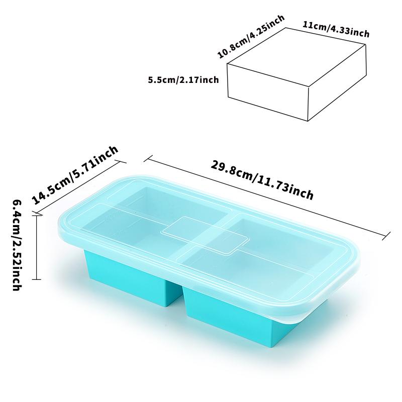 2 Cup Silicone Freezer Tray with Lid Reusable Silicone Soup Freezer Molds for Freeze and Store Soup, Broth, Sauce, Leftovers