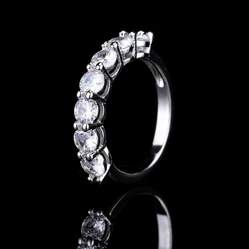 Round Full Diamond Single Row Ring Luxury Carat Mozambican Engagement Ring Women