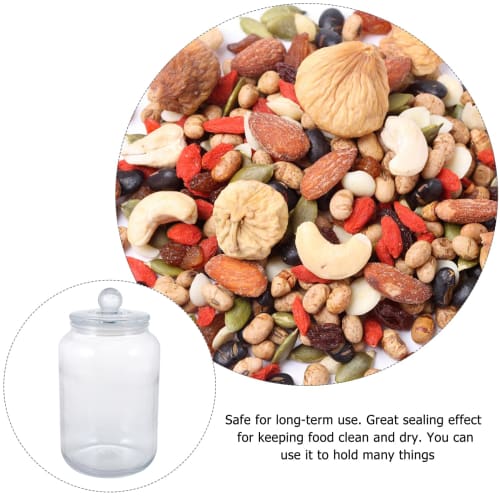 LEDMOMO 3L Glass Canister with Mason Jar Lid Kitchen Canister Food Storage Container Cylinder Bottle for Canned Grain Sugar Tea Coffee Transparent